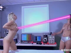 Spicy lesbian sex session with impressive Ashley Fires and Alienbot