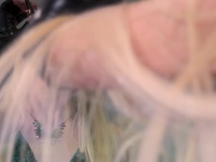 Blonde, Blowjob, Female, Natural, Shaved, Tattoo, Vibrator