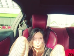 Blowjob, Brunette, Car, Cumshot, Cute, Handjob, Pov, Teen