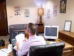 Stepmom Mandy Waters gets dominated & fucked hard by her stepson in the Principal's office