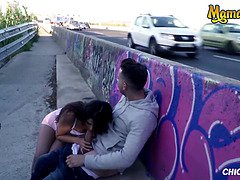 Latina Teen Nikol Blows And Rides Alberto Blanco Near The Highway