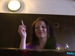 Public Agent - Lonely Darkhaired Babe At Cafe Takes Prick Cream All Over Her Face 1