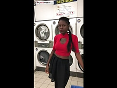 Ebony girl picked up in launderette for anal sex