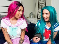 Sensual ladies Bailey Base and Yumi Sin are getting fucked