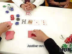Watch how this hot wife gets pocked in a poker game while her cuckold hubby watches in POV
