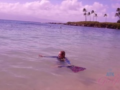 Playa, Mamada, Pajear, Al aire libre, Coño, Afeitado, Flaco, Tetas