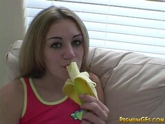 Sweet Amber Eating Banana Teasing