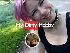 Blowjob, German, Handjob, Masturbation, Nipples, Outdoor, Pussy, Socks