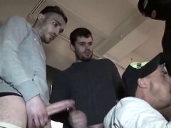 Hot dude gets stalked and pounded by three rough dudes