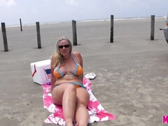 Beach, Big ass, Big tits, Busty, Chubby, Mom, Public, Solo