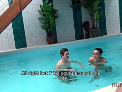 Watch this cheap slut try to keep her man at the spa with her mouth and blowjob skills in POV reality porn.