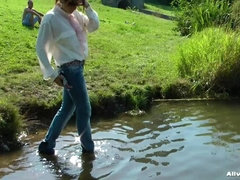 Jeans, Al aire libre, Solo, Mojado