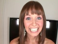 Brunette goes through casting with dick in her mouth