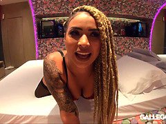 Anal, Cul, Blonde, Chatte, Jarretelles, Se déshabiller, Tatouage, Adolescente