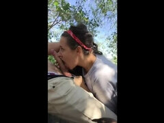 girl gives head in the middle of a hike