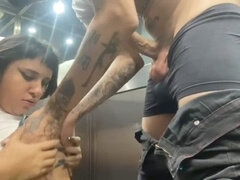 Trapped in elevator with neighbor, wild sex session ensues! Elevator bang with naughty neighbor ��