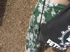 Amateur, Dress, Footjob, Orgasm, Outdoor, Pov, Voyeur, Wet