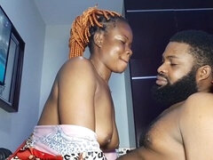 Ladygold Africa gets stretched out by Krissyjoh's massive cock while editing Nigerian porn video