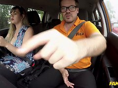 British babe with massive tits takes hardcore pussy pounding in Fake Driving School