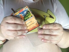 Asian babe with massive natural tits becomes a big boob Pokemon collector card