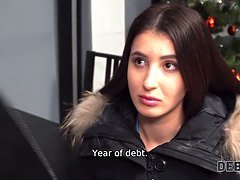 Young Russian brunette shows off her debt-free skills by trying to get cash for a car