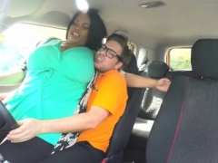 Overweight ebony student makes love instructor in car