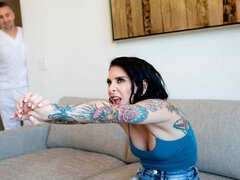 Tattooed hottie stripper Joanna Angel screwed in the cowgirl pose