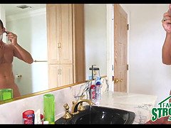 Blair William's stepdaughter gets a wet pussy surprise in the bathroom