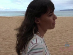 Beach, Bikini, Cum in mouth, Flashing, Girlfriend, Orgasm, Petite, Voyeur