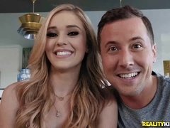 Kali Roses' anal hole is plugged with a big strong cock on the couch