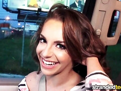 Kimmy Granger gets her skinny ass drilled in POV car blowjob video