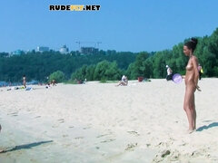 Raunchy nudist teenage filmed by voyeur