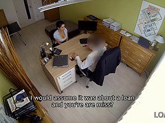 Loan4k. naughty bank executive fucks a huge titted woman who needs additional currency