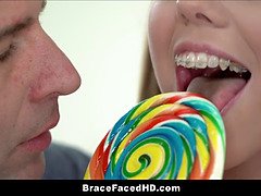 Stepdad pounds little blonde stepdaughter with braces & pigtails in pigtails