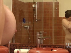 Bathroom, Feet, Naked, Natural tits, Shower, Softcore, Solo, Twins