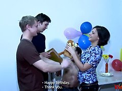 Hot teeny takes a triple birthday present